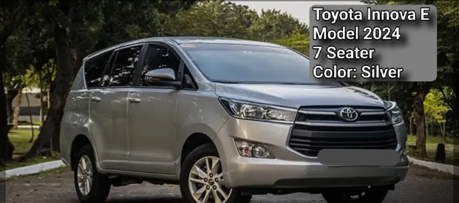 Silver 2024 Toyota Innova E seven-seater photographed side-on